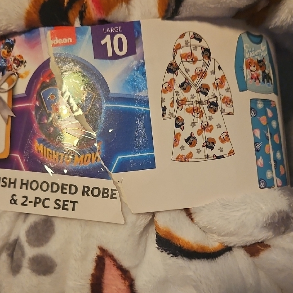 Nickelodeon Mighty Pups Hooded Robe & Pajama Set - Blue and White